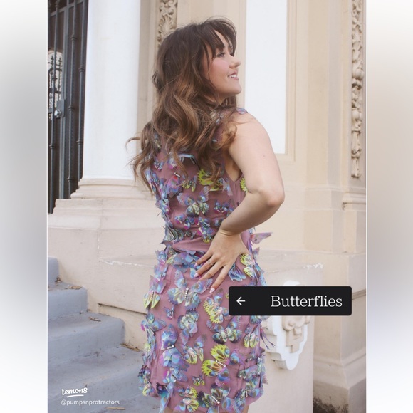 Cynthia Rowley Butterfly Embellished Organza Dress - Picture 4 of 11